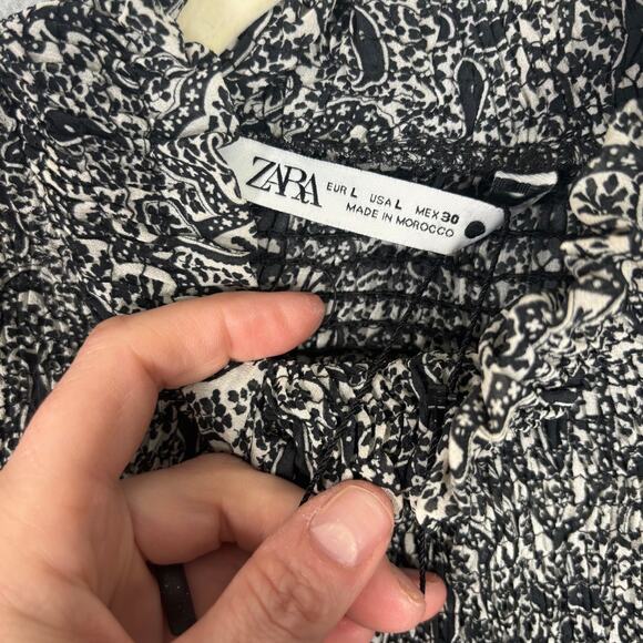 Zara Blouse Large Paisley Ruffle Smocked Cottage Coquette Feminine Babydoll Boho - Picture 7 of 12
